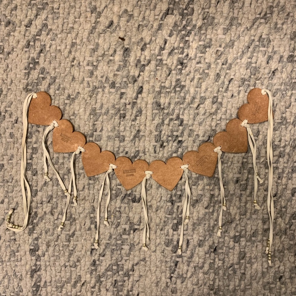 MOSCHINO SUEDE HEART FRINGE BELT